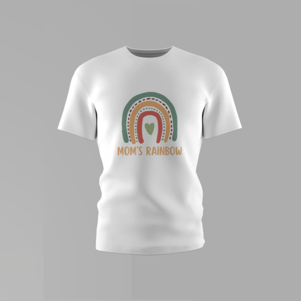Girls Mom’s Rainbow Round Neck Cotton Shirt