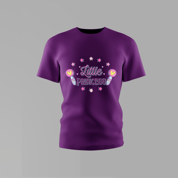 Girls Little Princess Round Neck Cotton Shirt