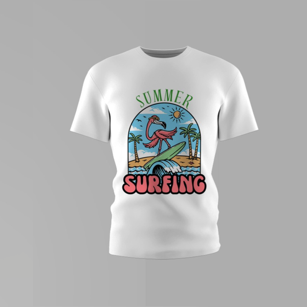 Summer Surfing Round Neck Cotton Shirt