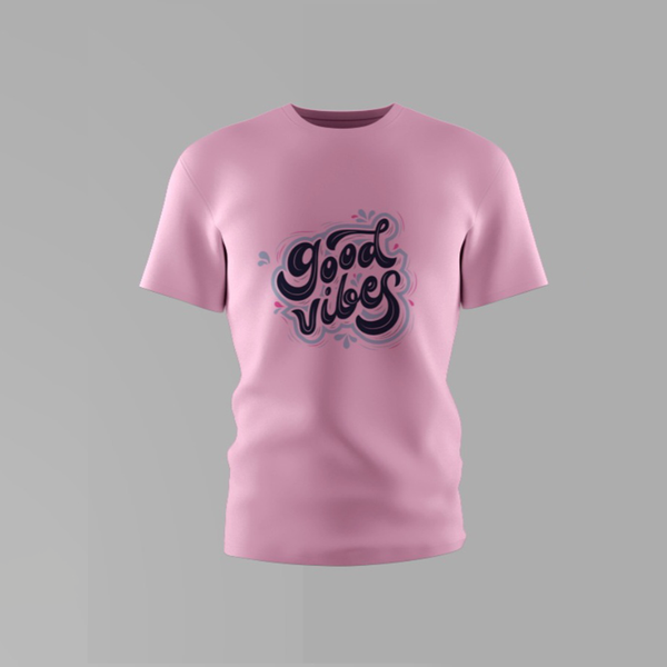 Girls Good Vibes Round Neck Cotton Shirt