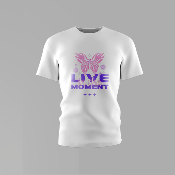 Girls Live in the Moment Round Neck Cotton Shirt