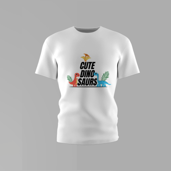 Boys Cute Dinosaurs Round Neck Cotton Shirt