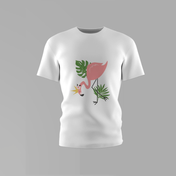 Girls Flamingo Round Neck Cotton Shirt