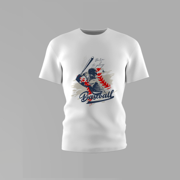 Boys Born to Play Baseball Round Neck Cotton Shirt
