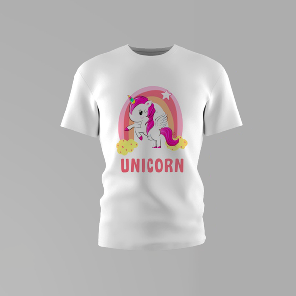 Girls Unicorn Round Neck Cotton Shirt