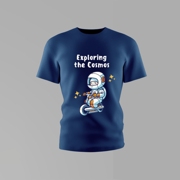 Boys Exploring The Cosmos Round Neck Cotton Shirt