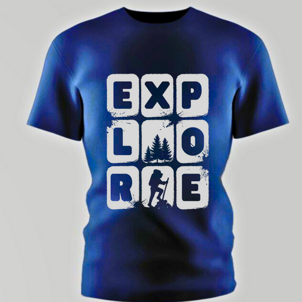 Explore Themed Navy Blue Round Neck Boy's T-shirt