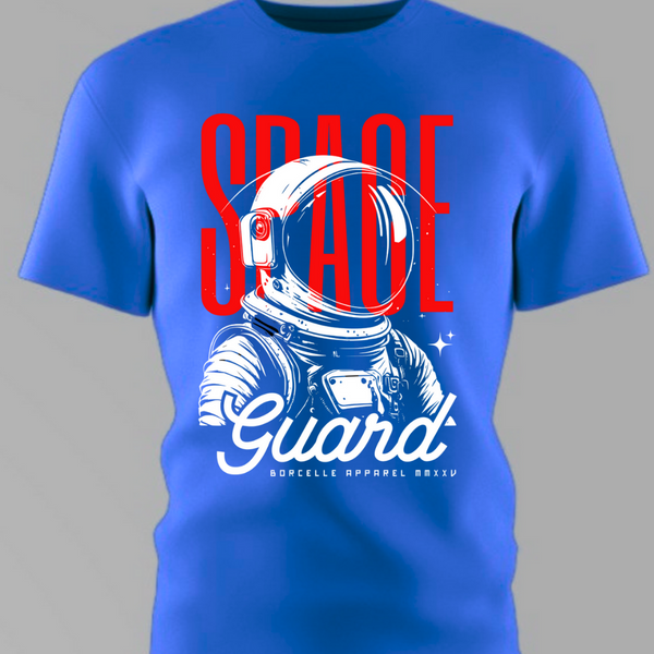 Space Guard Blue Round Neck Cotton T-shirt