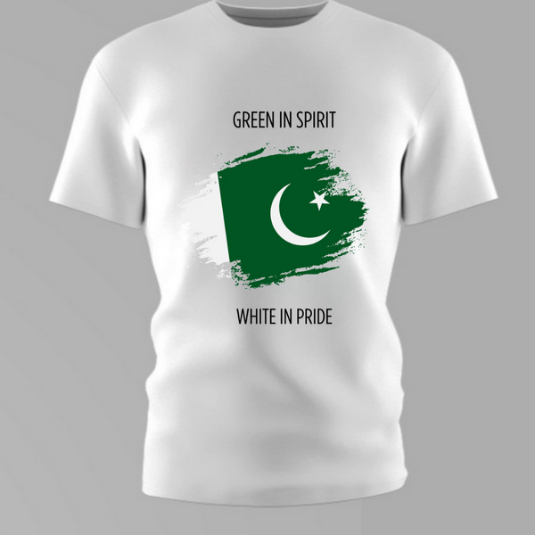 Independence Day Special Green in Spirit White in Pride. White Round Neck Cotton Boys/Girls T-shirt