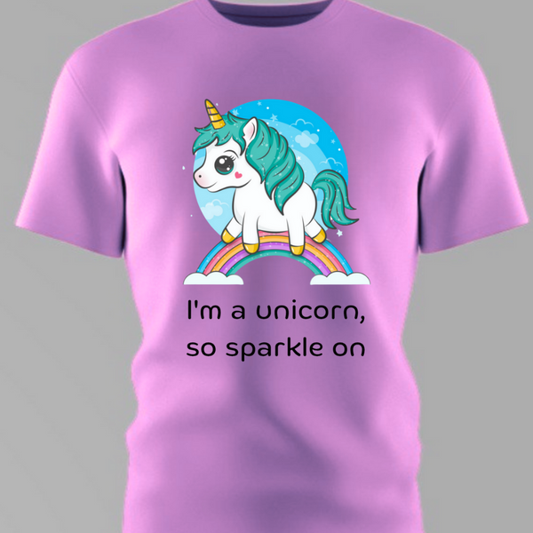 I'm a Unicorn So Sparkle On Pink Cotton round neck Girl's T-shirt